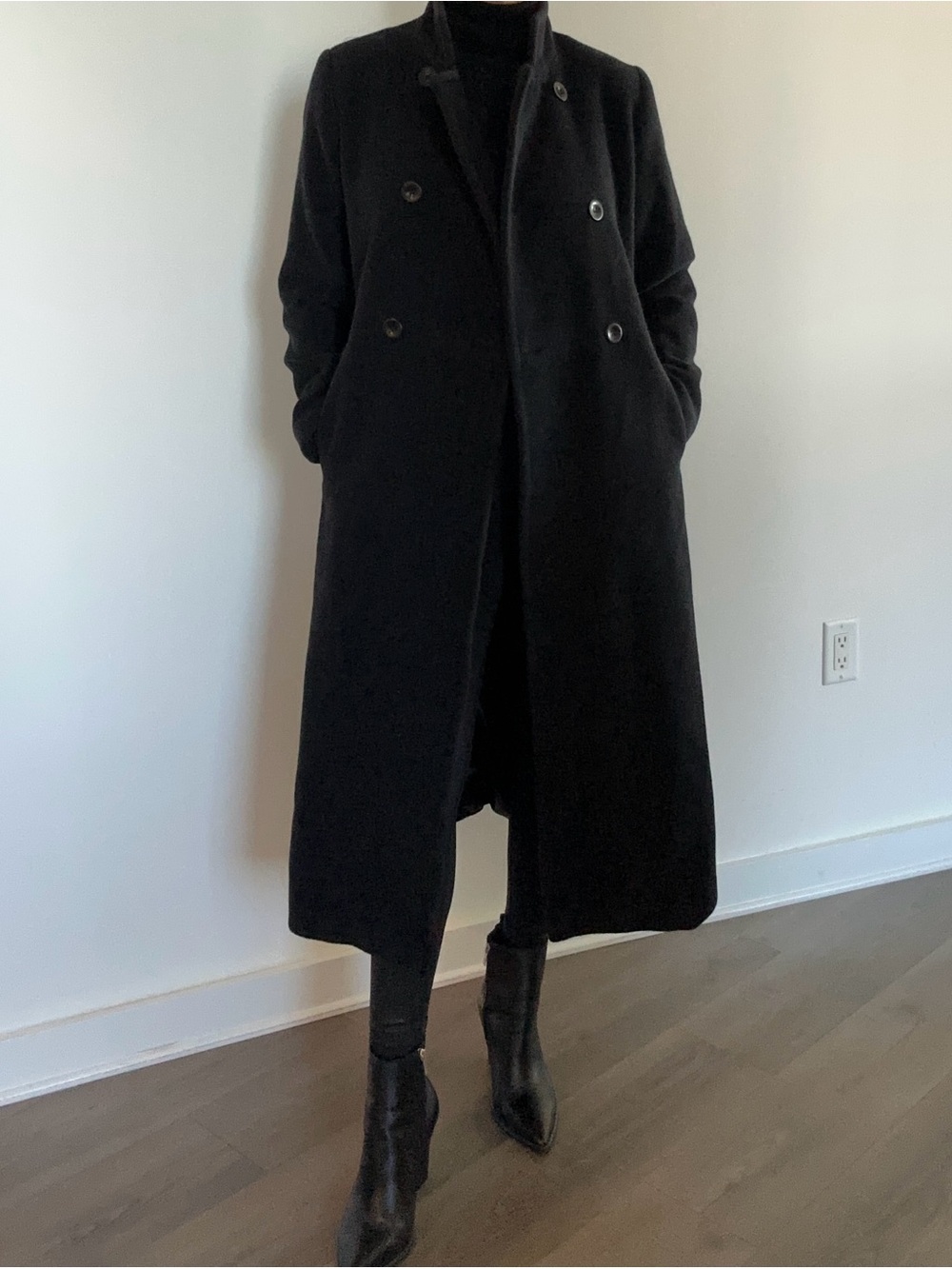 Larry Levine Lambswool & angora maxi coat - 40% angora.